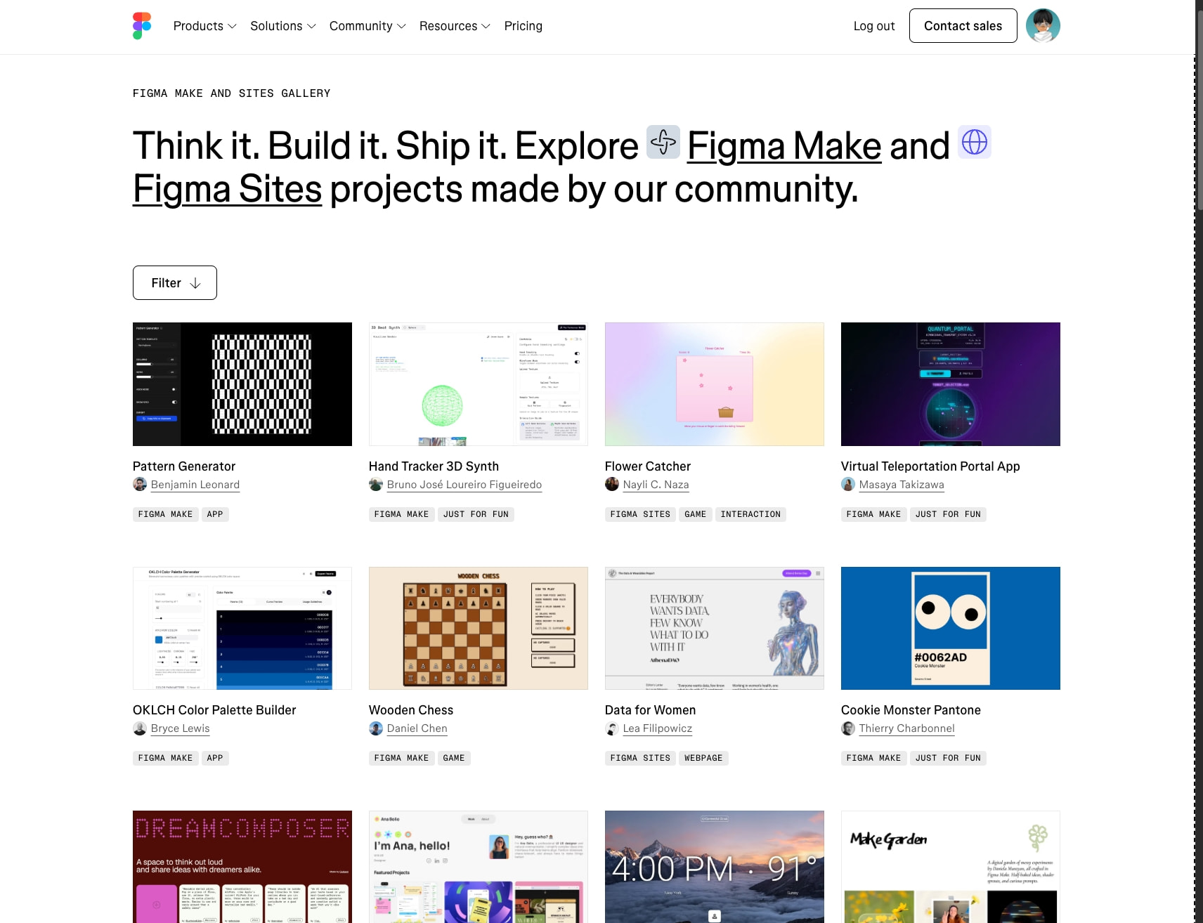 Figma Make & Sites Gallery | Community AI Projects captured website design