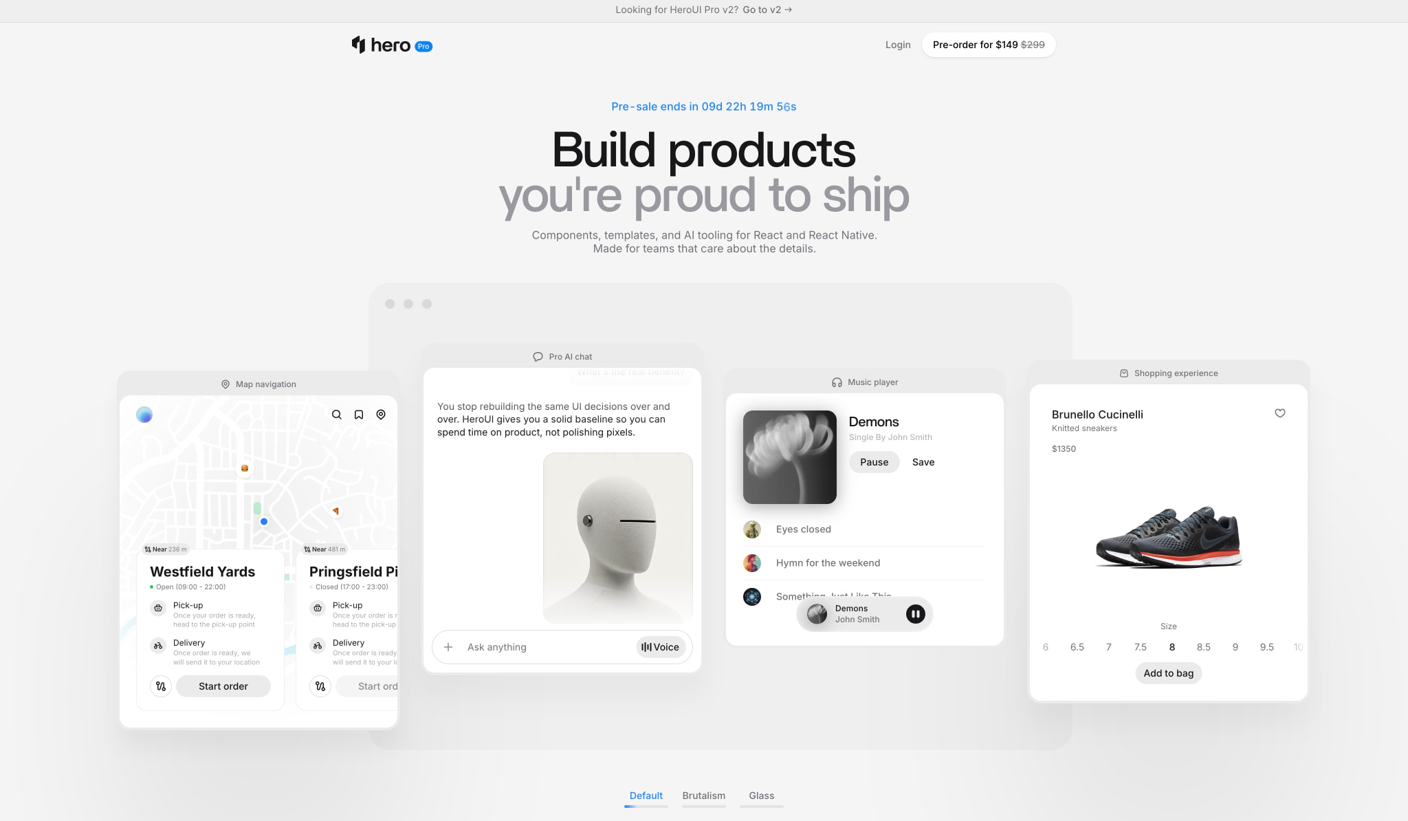 HeroUI Pro — Premium React & React Native UI Components, Templates & AI Tooling | HeroUI Pro captured website design