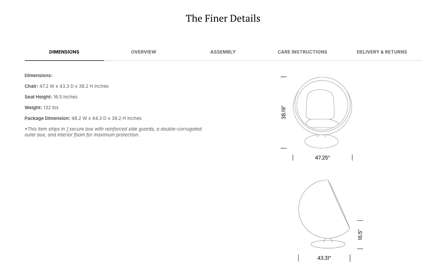 The Ball Chair | Sohnne® captured website design