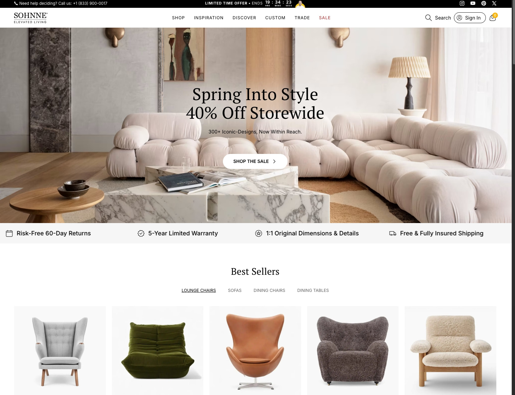 Sohnne® Official Site | Mid-Century Modern Furniture, Iconic Designs captured website design
