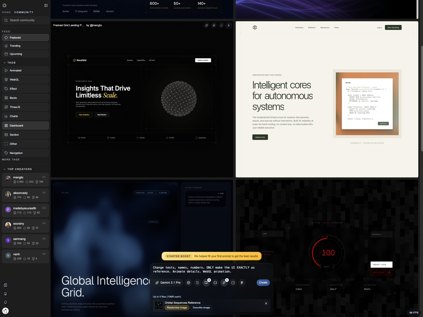 Dashboard Pages | Neuform captured website design