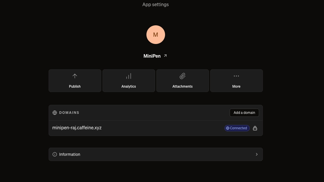 Caffeine - A Self-Writing Internet Technology captured website design