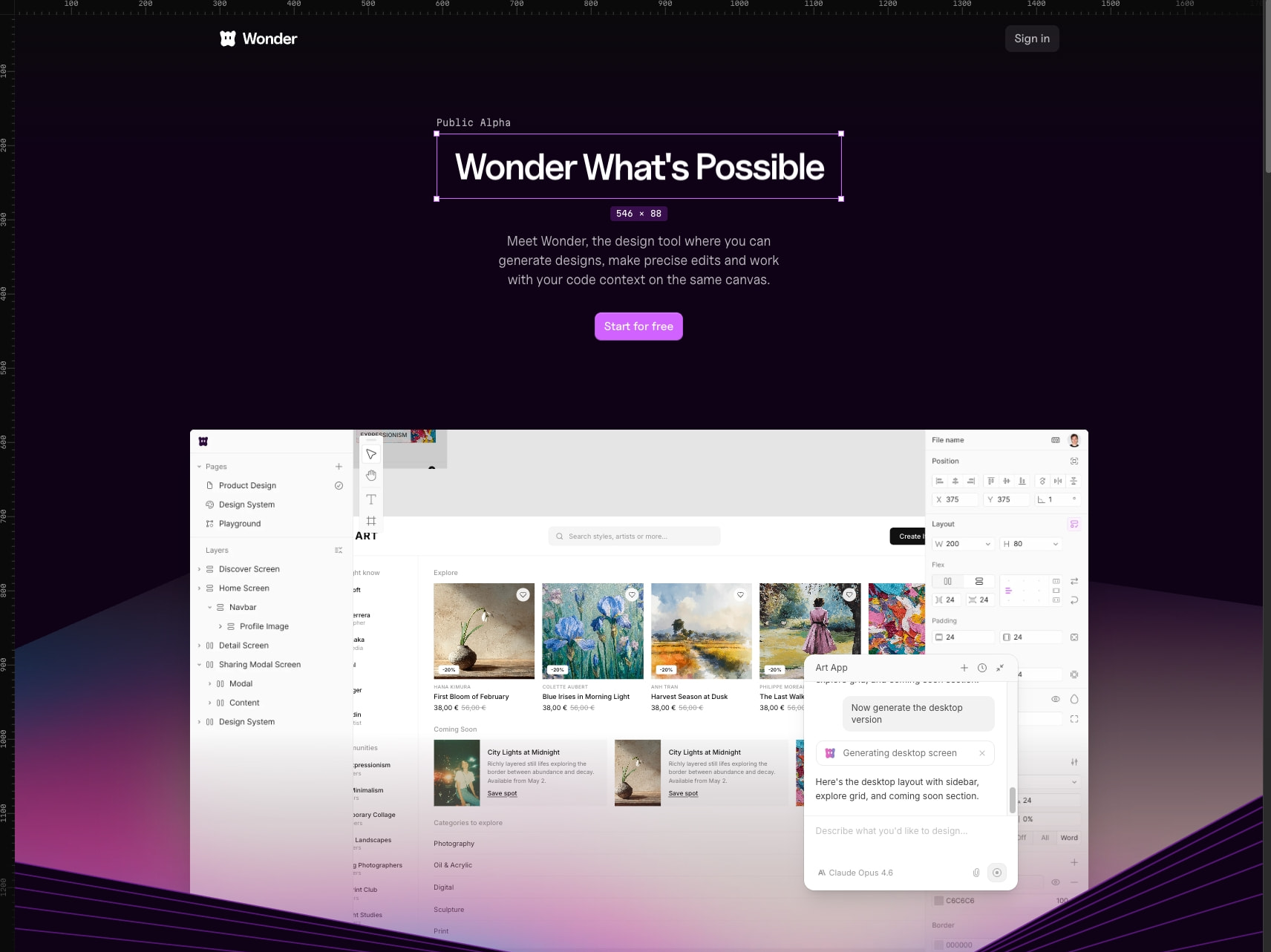 Wonder captured website design