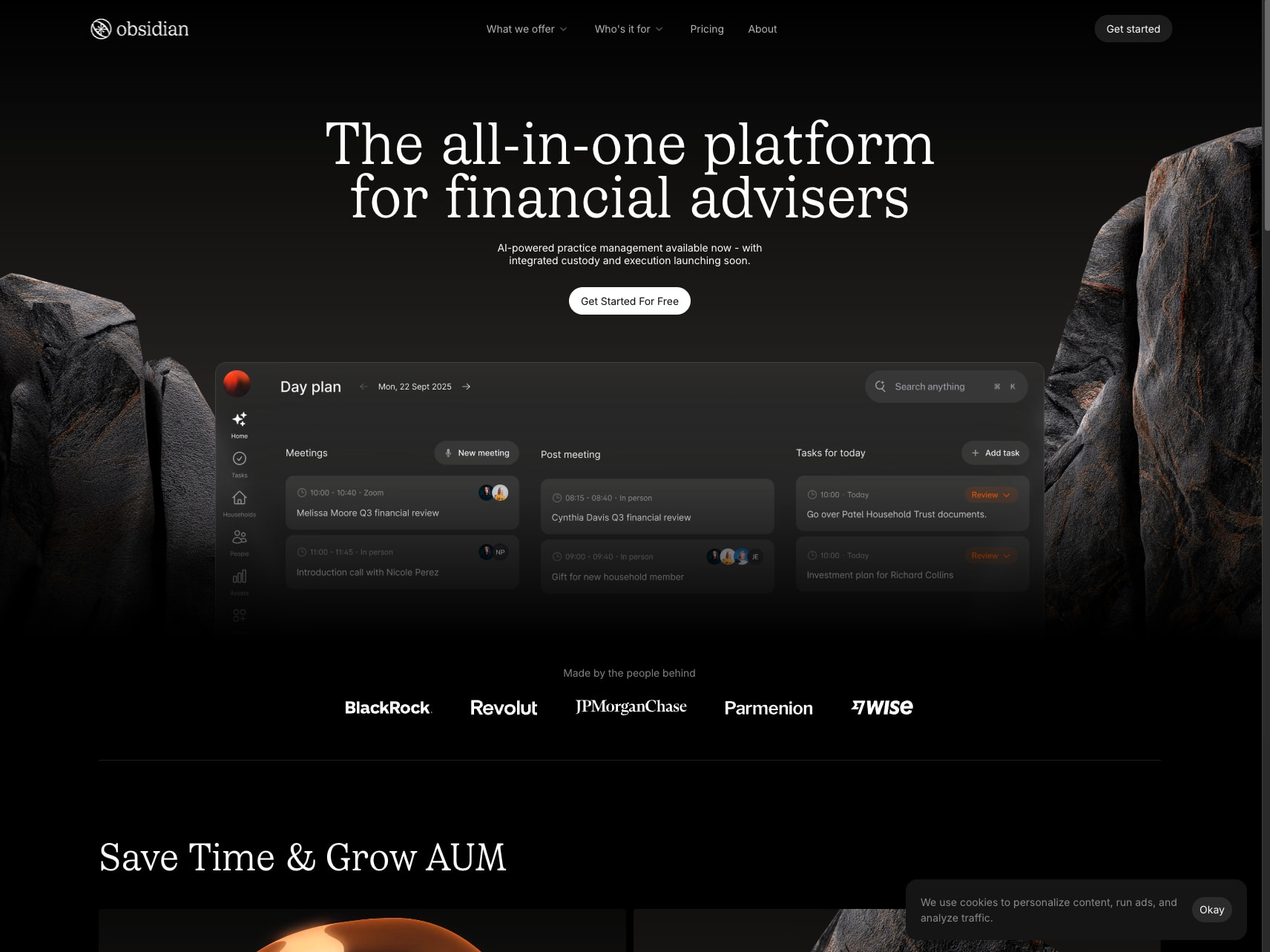 Obsidian captured website design