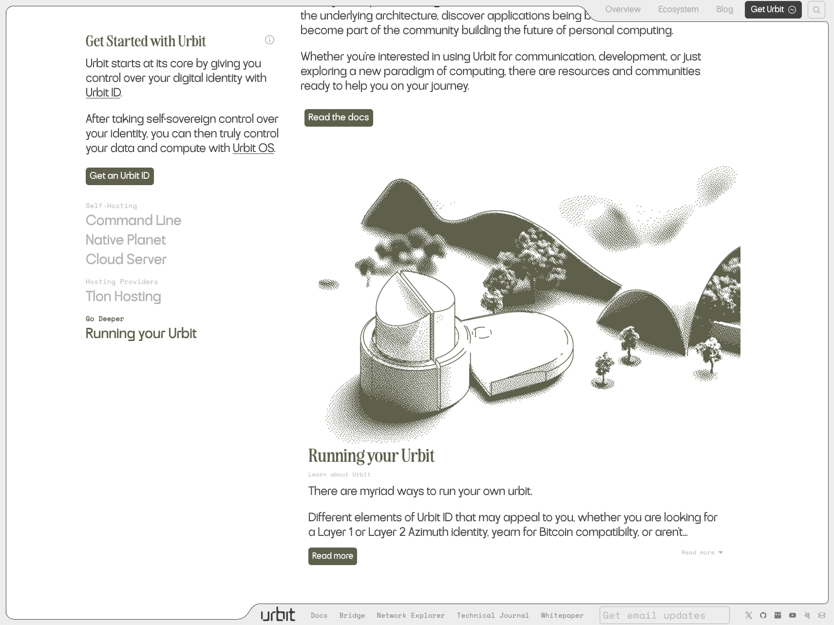 Urbit — Leave the internet behind captured website design