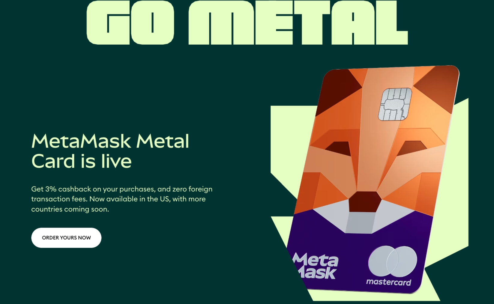 Spend crypto for everyday purchases with MetaMask Card, crypto card captured website design