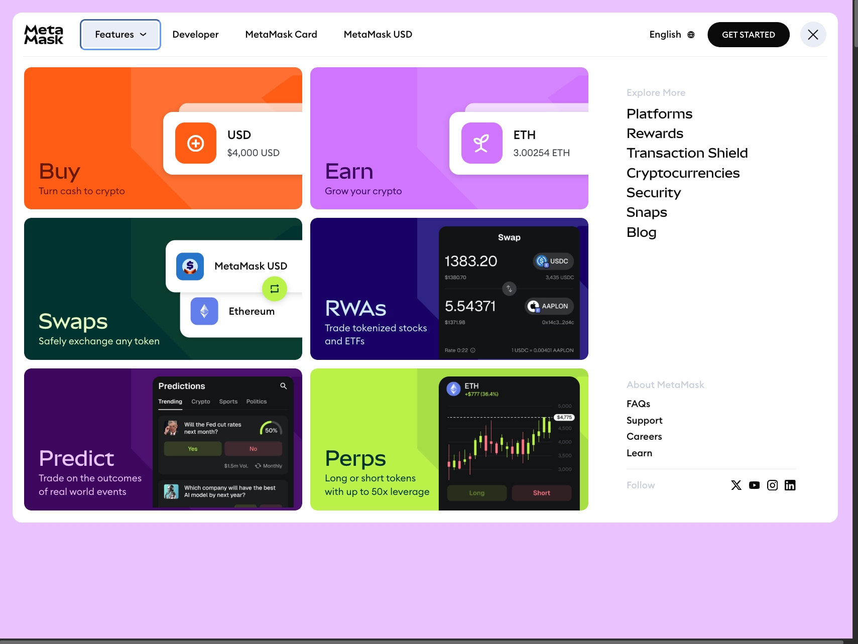 MetaMask Crypto Wallet. Buy and Sell Bitcoin, Ethereum, Solana captured website design