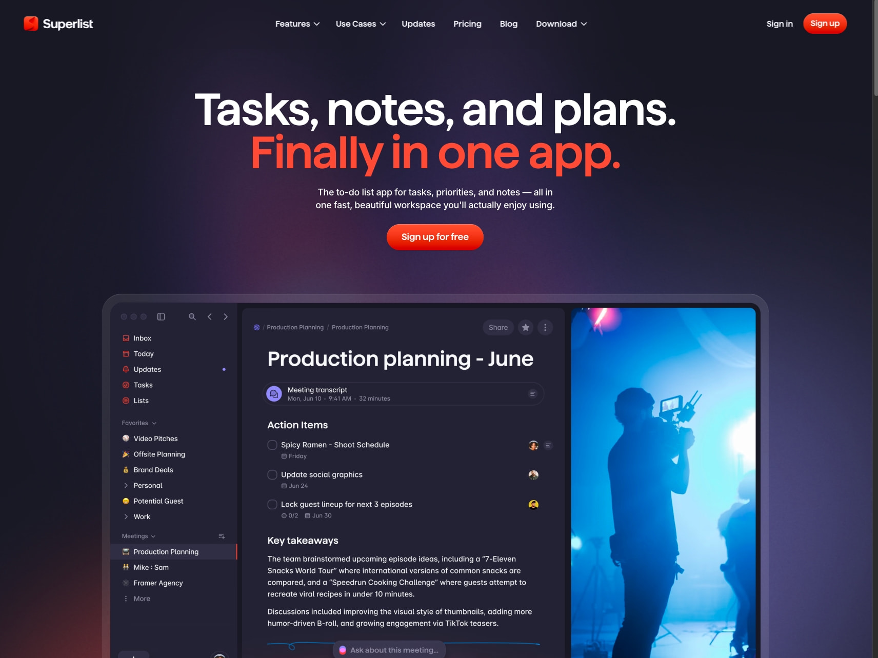 Superlist — Task Management & To-Do List App for Work and Life captured website design
