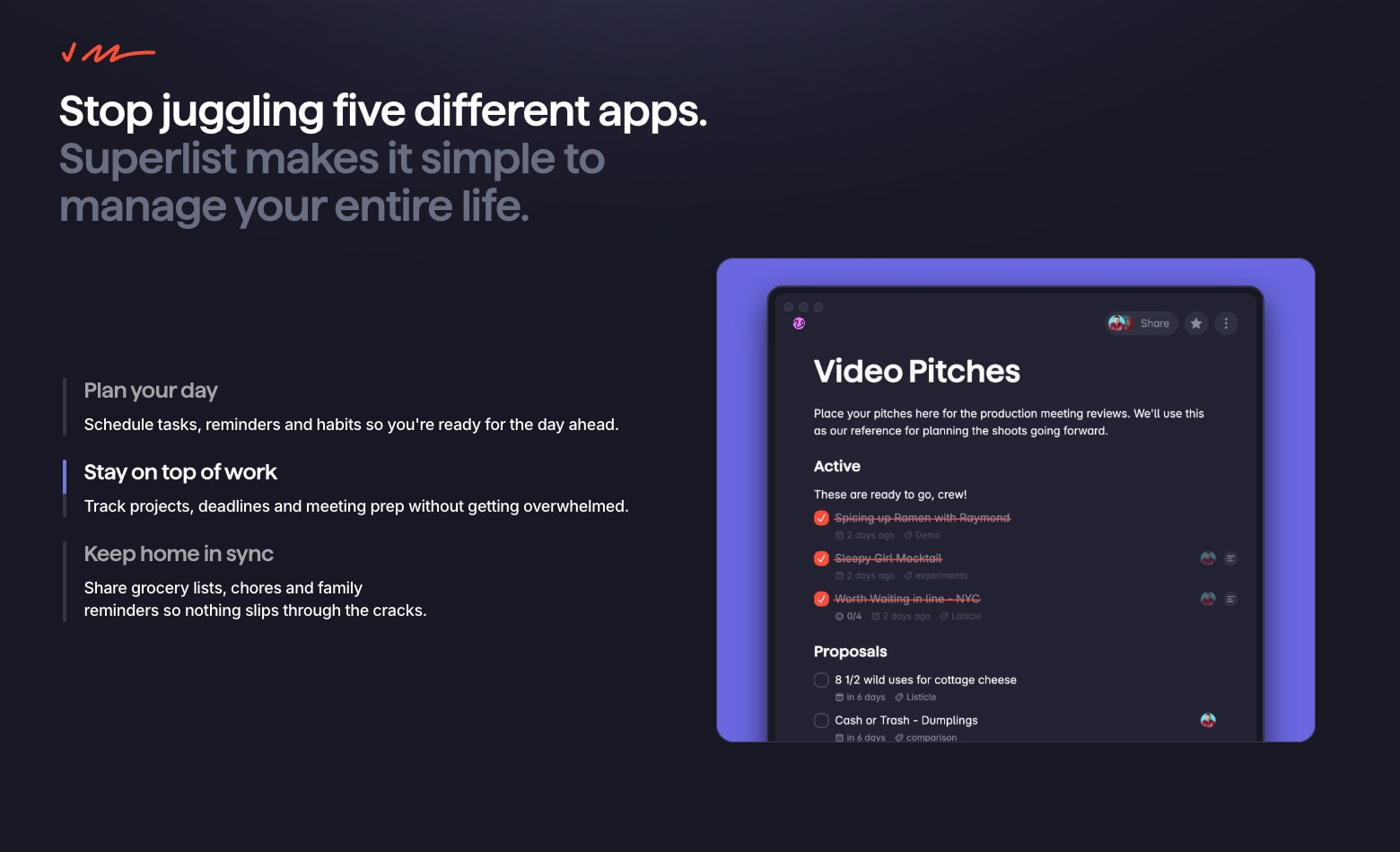 Superlist — Task Management & To-Do List App for Work and Life captured website design