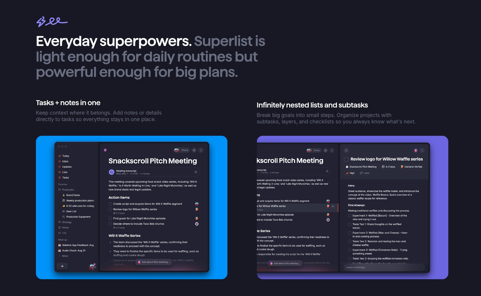 Superlist — Task Management & To-Do List App for Work and Life captured website design