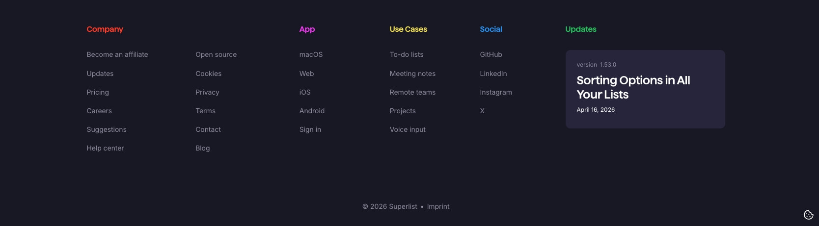 Superlist — Task Management & To-Do List App for Work and Life captured website design