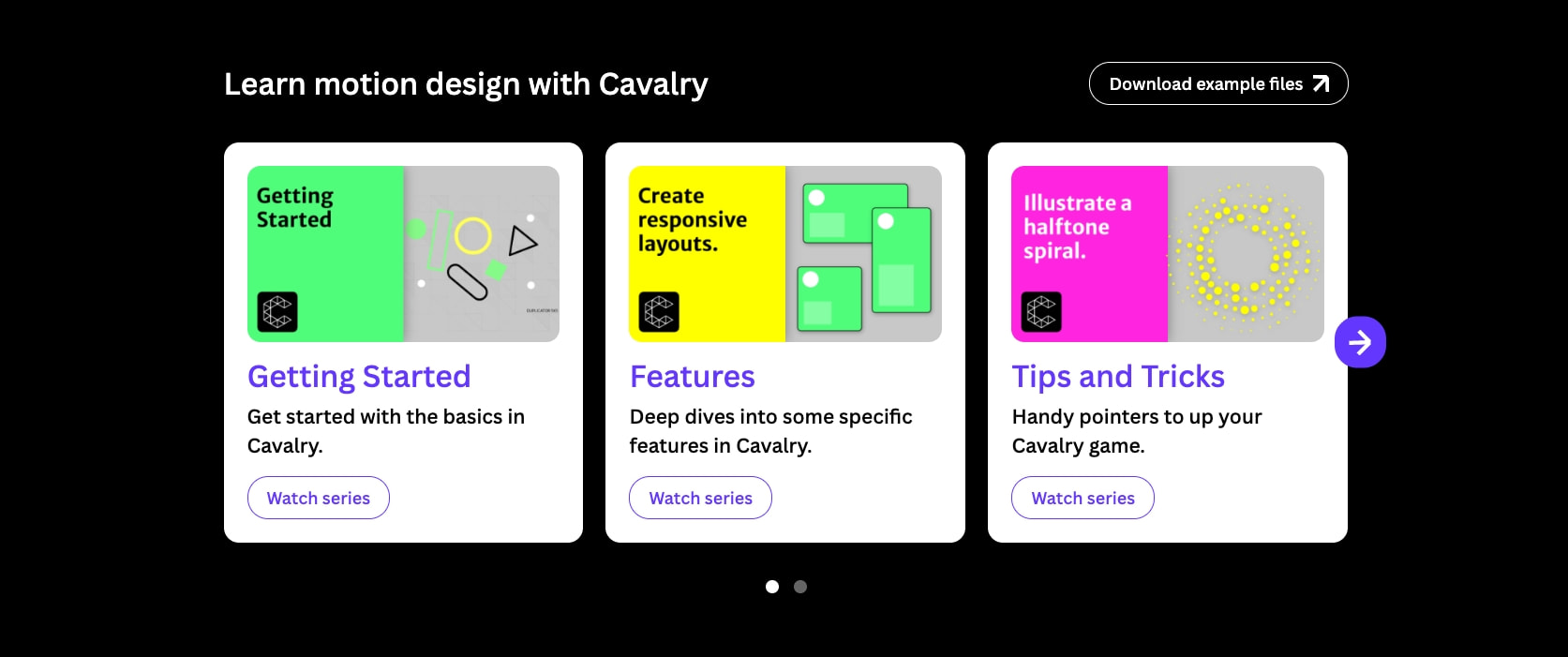 Free 2D animation & motion graphics software for Mac and Windows | Cavalry captured website design