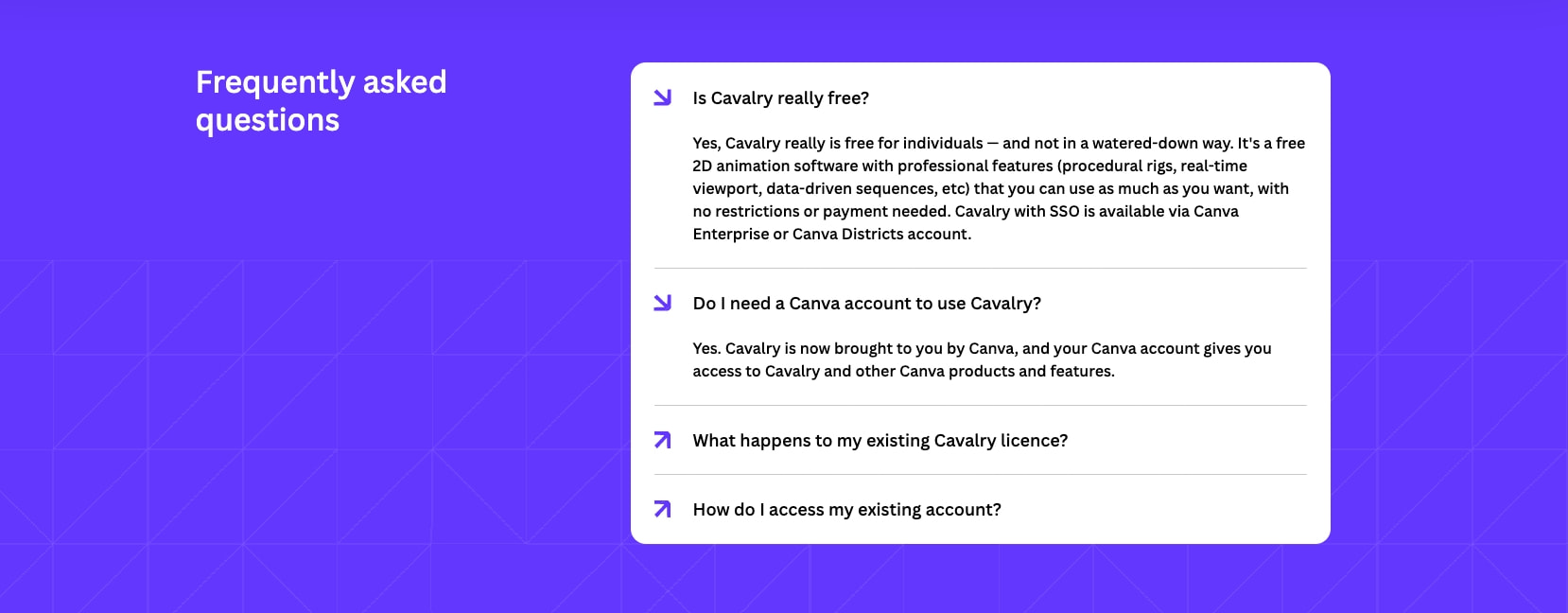Free 2D animation & motion graphics software for Mac and Windows | Cavalry captured website design