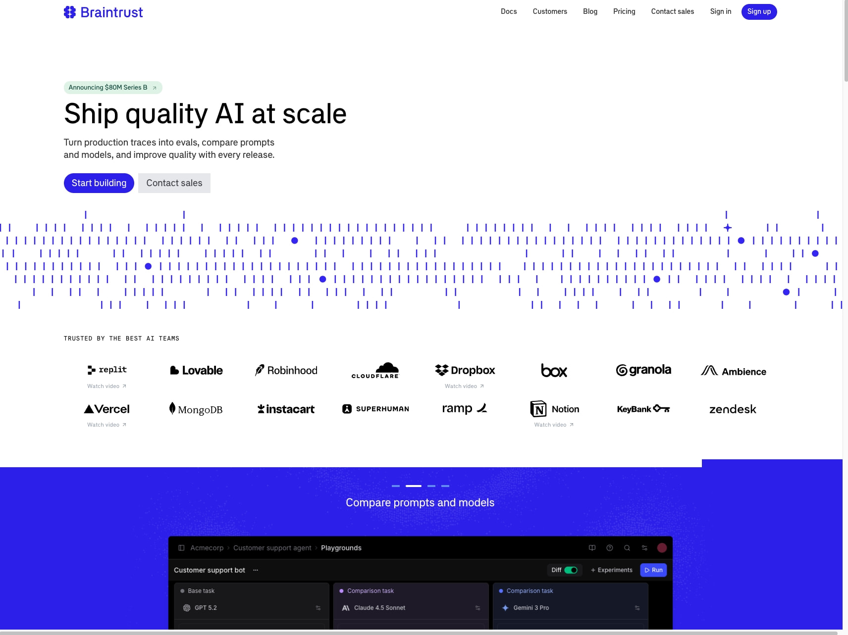 Braintrust - The AI observability platform for building quality AI products captured website design