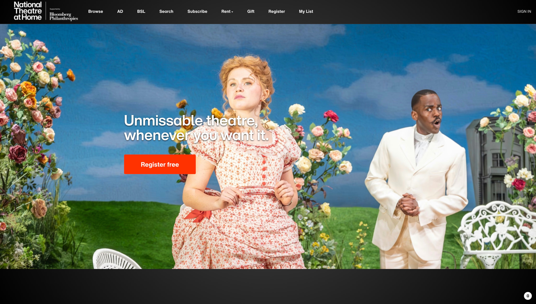 National Theatre at Home | Watch Theatre Online captured website design