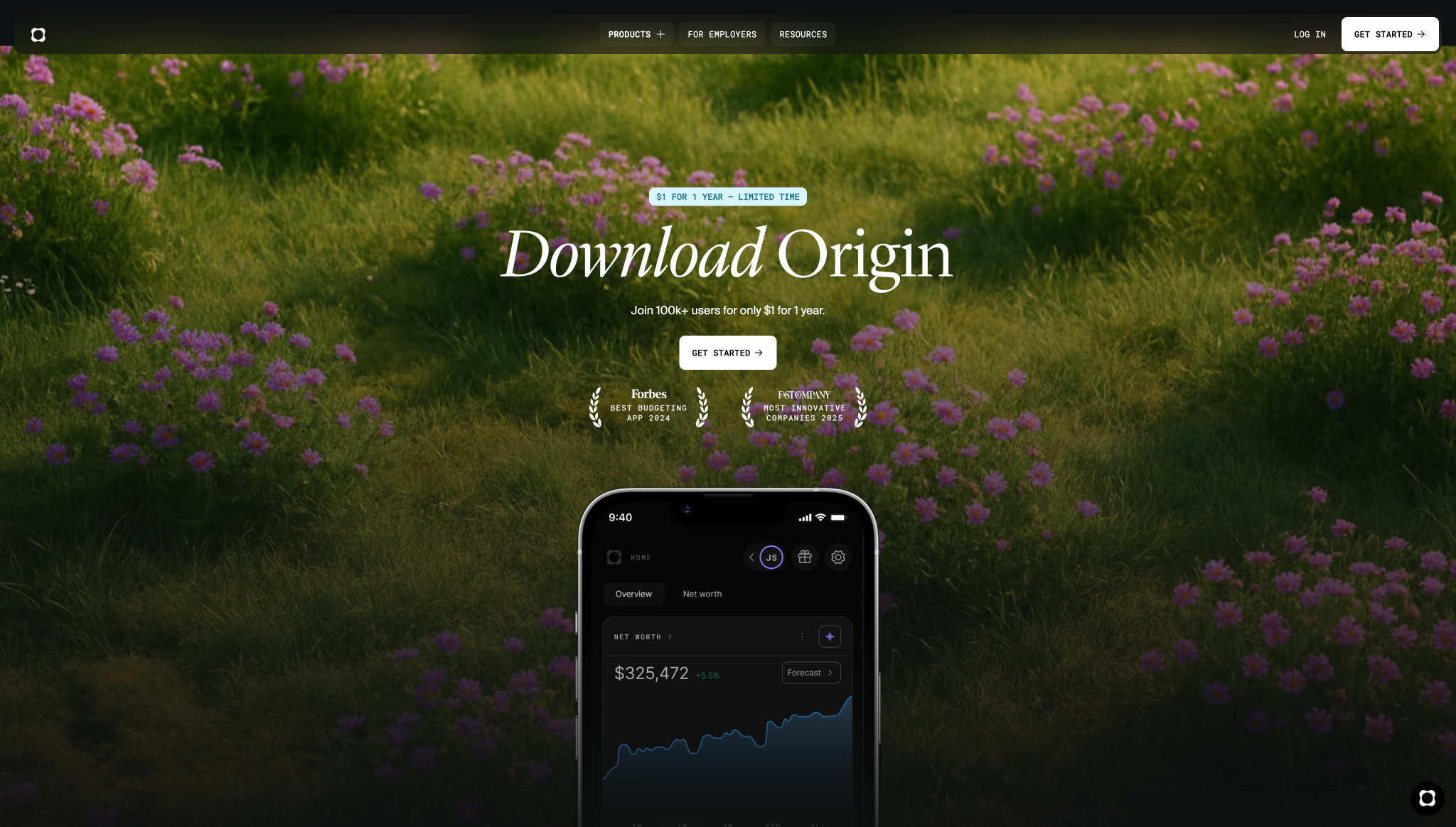 Origin Financial | All‑in‑One Financial Platform for Budgeting, Investing & AI Planning captured website design