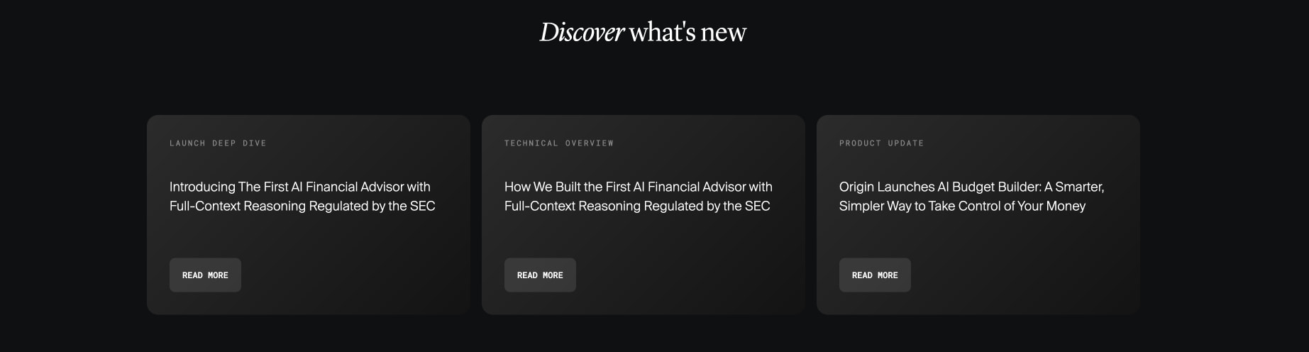 Origin Financial | All‑in‑One Financial Platform for Budgeting, Investing & AI Planning captured website design