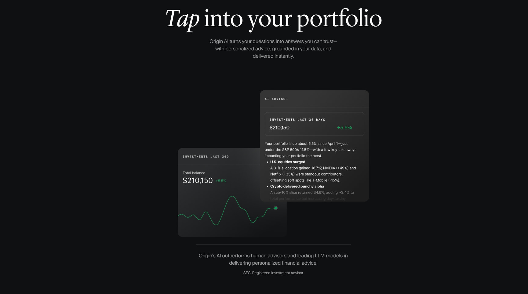 Investment Tracking, High-Yield Cash Account & AI Insights | Origin Financial captured website design