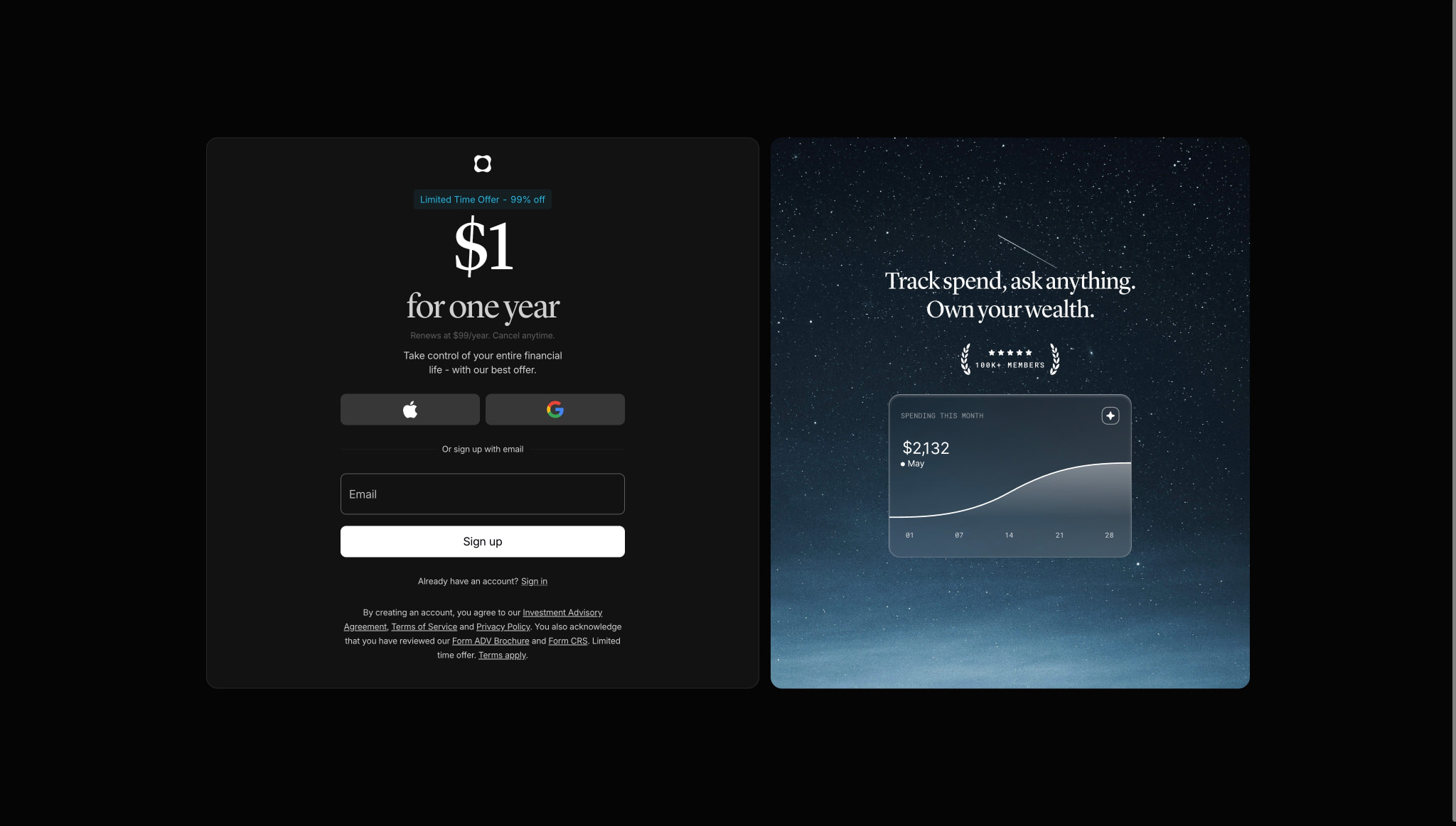 Origin Financial captured website design