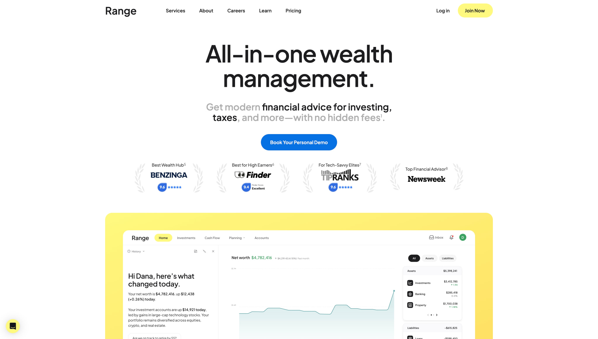 Range.com - All-in-one Wealth Management AI. captured website design
