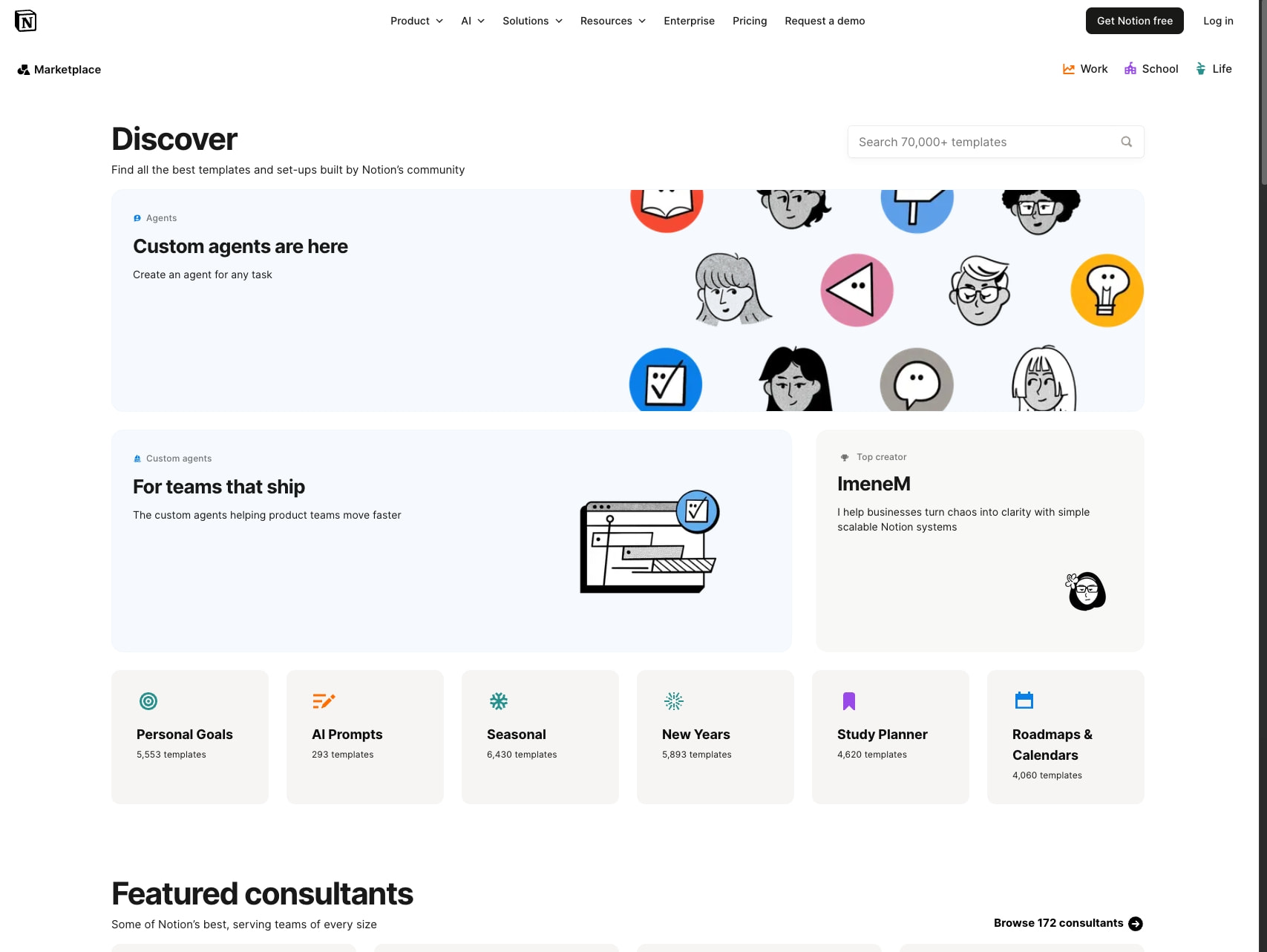 Choose from 30,000+ Notion templates | Notion Marketplace captured website design