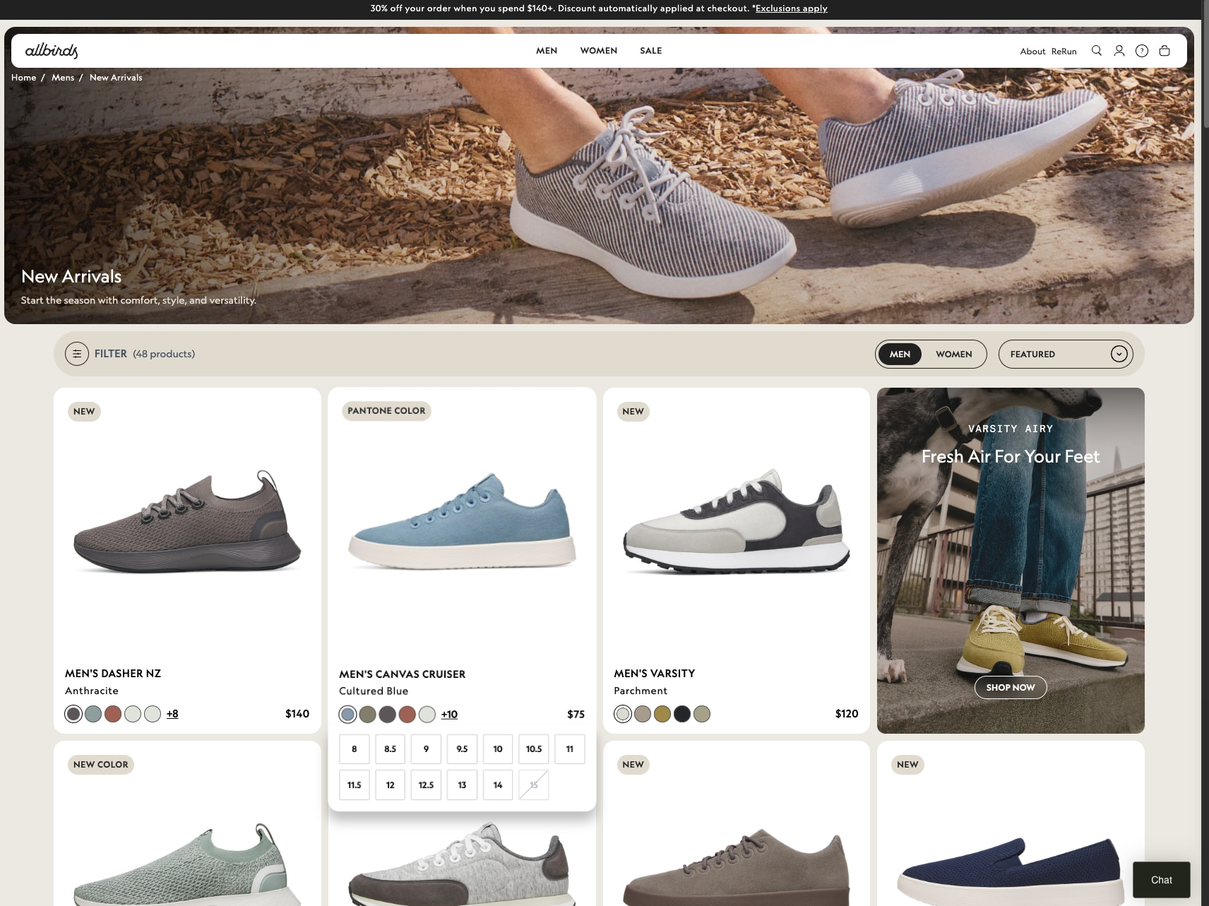Allbirds New Arrivals, Men's Dashers, Loungers, Socks - FREE SHIPPING captured website design