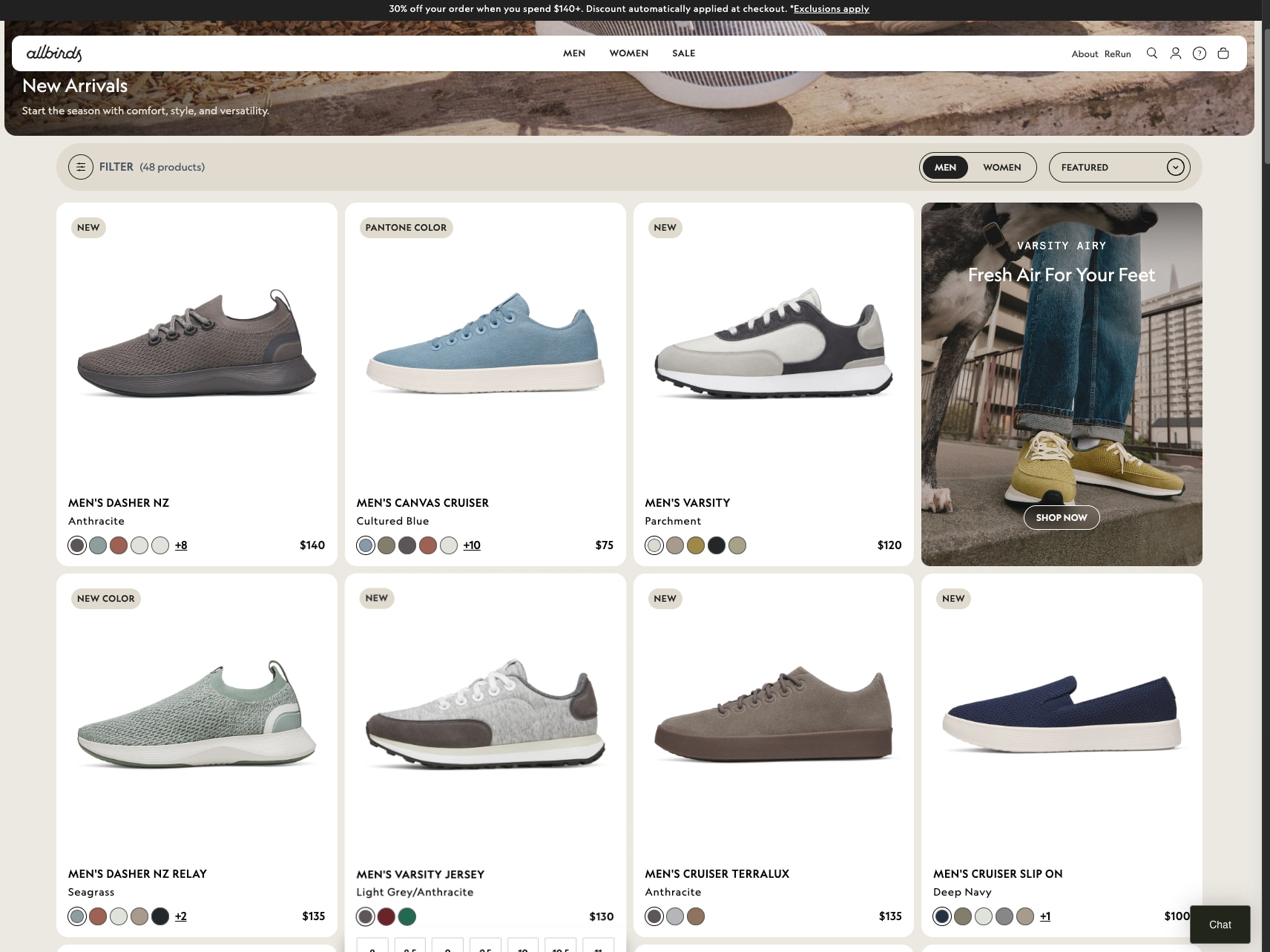 Allbirds New Arrivals, Men's Dashers, Loungers, Socks - FREE SHIPPING captured website design