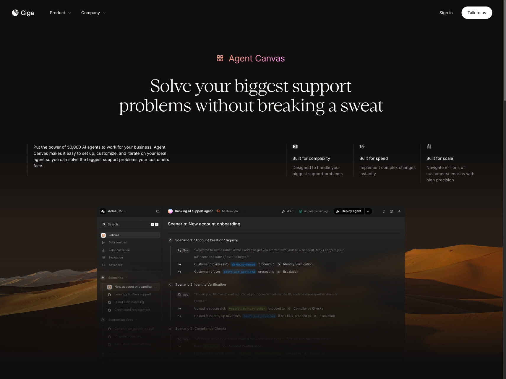 Agent Canvas - Giga captured website design