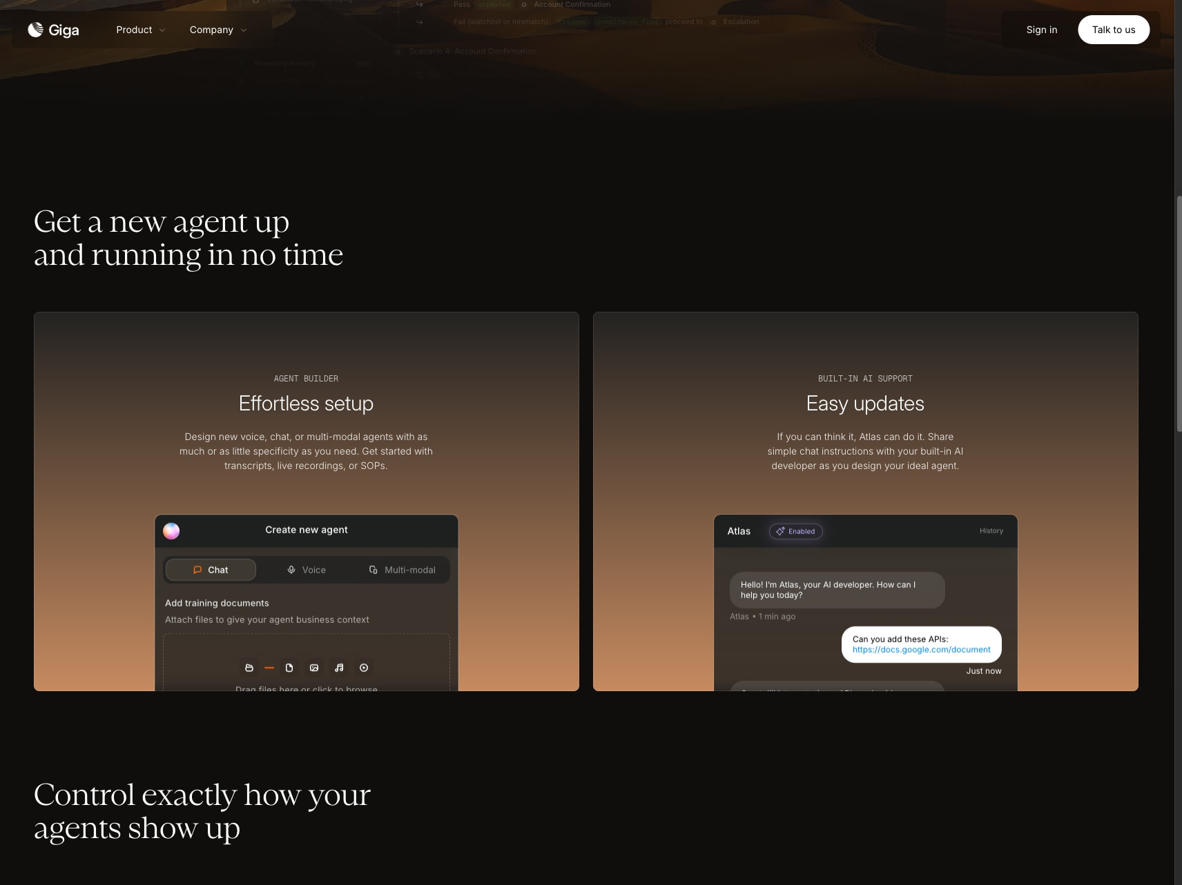 Agent Canvas - Giga captured website design