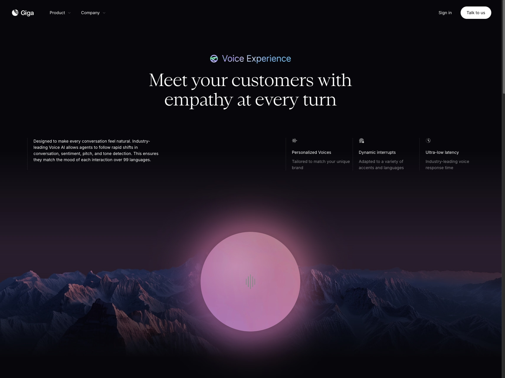 Voice Experience - Giga captured website design