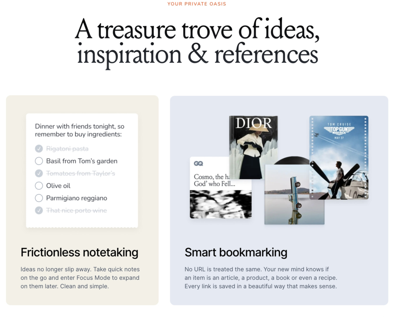 mymind is the extension for your mind. captured website design