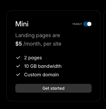 Plans & Pricing | Personal Sites captured website design