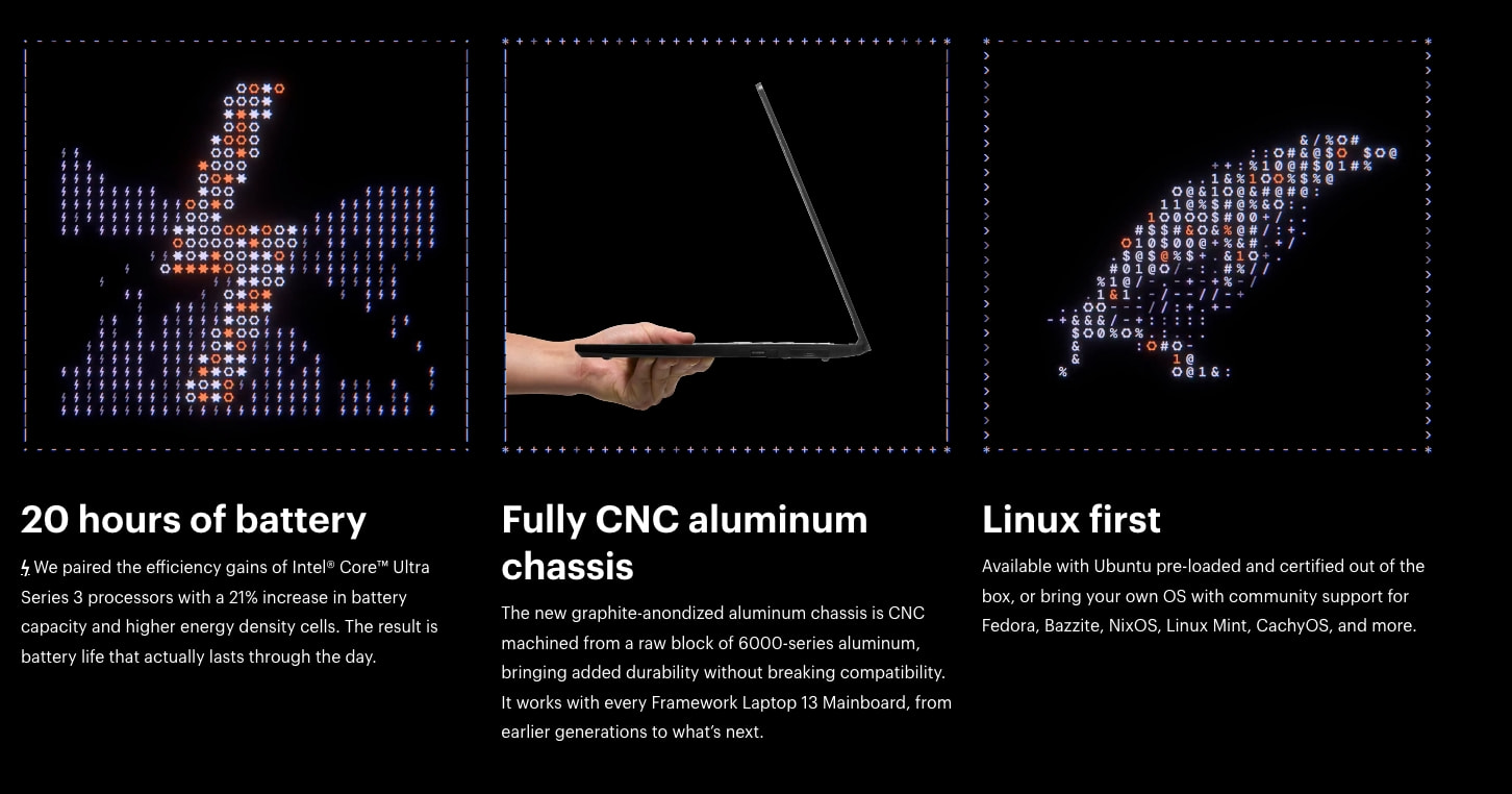 Framework | Framework Laptop 13 Pro: Intel Core Ultra 3 & LPCAMM2 captured website design