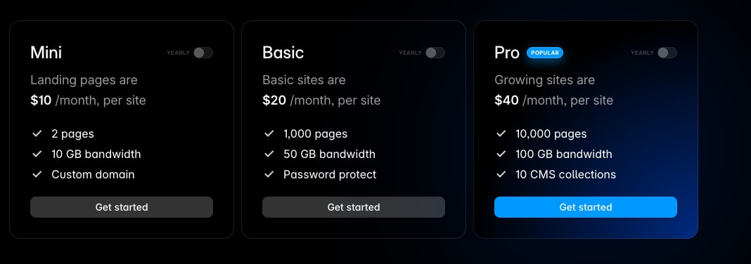 Framer Personal Pricing captured website design
