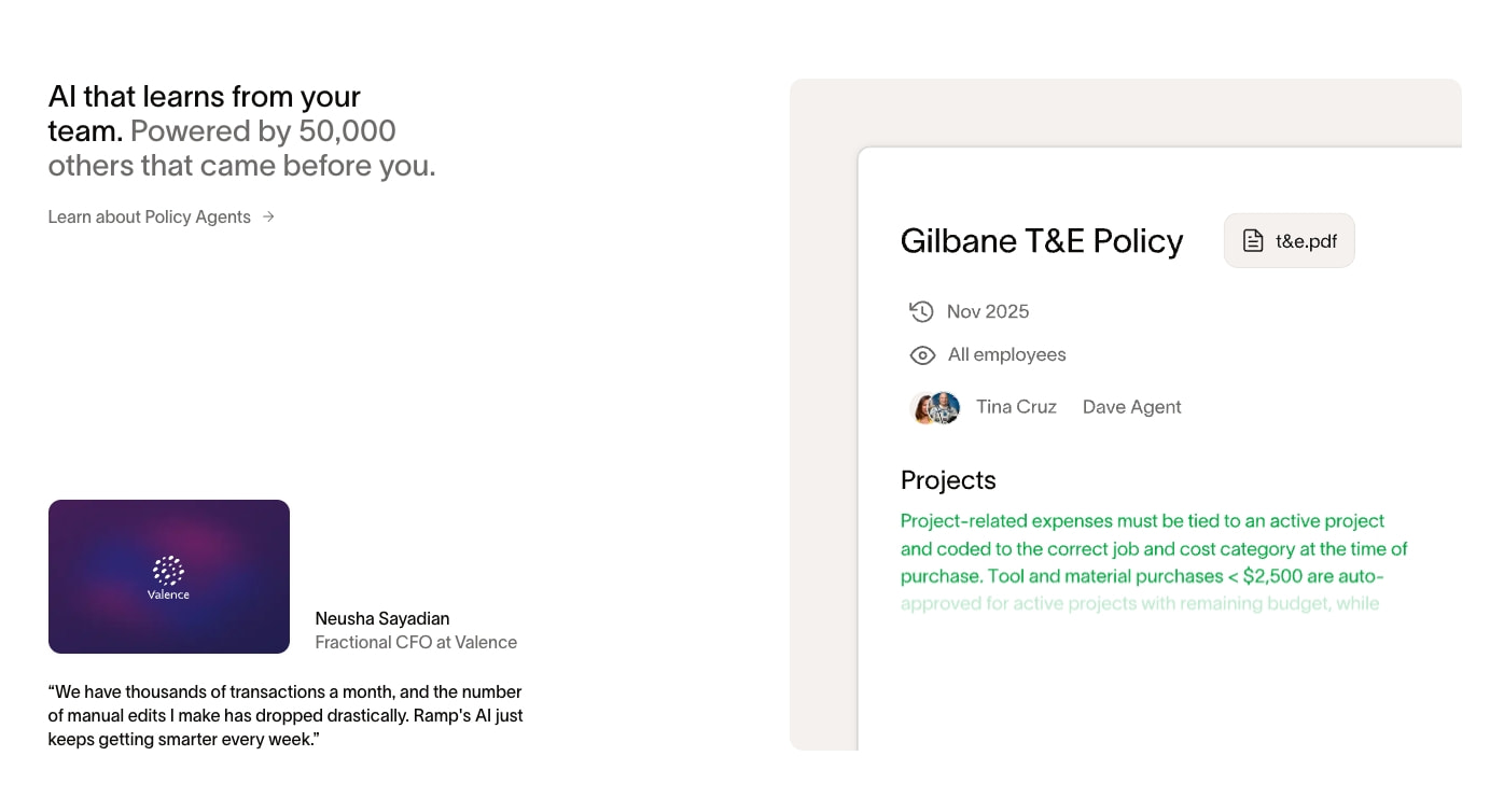 Spend Management, Corporate Cards & Accounts Payable Solutions | Ramp captured website design