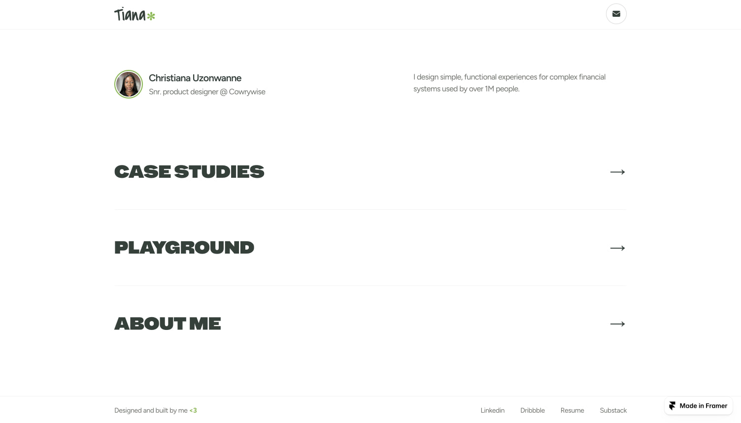 Christiana Uzonwanne - Senior product designer captured website design