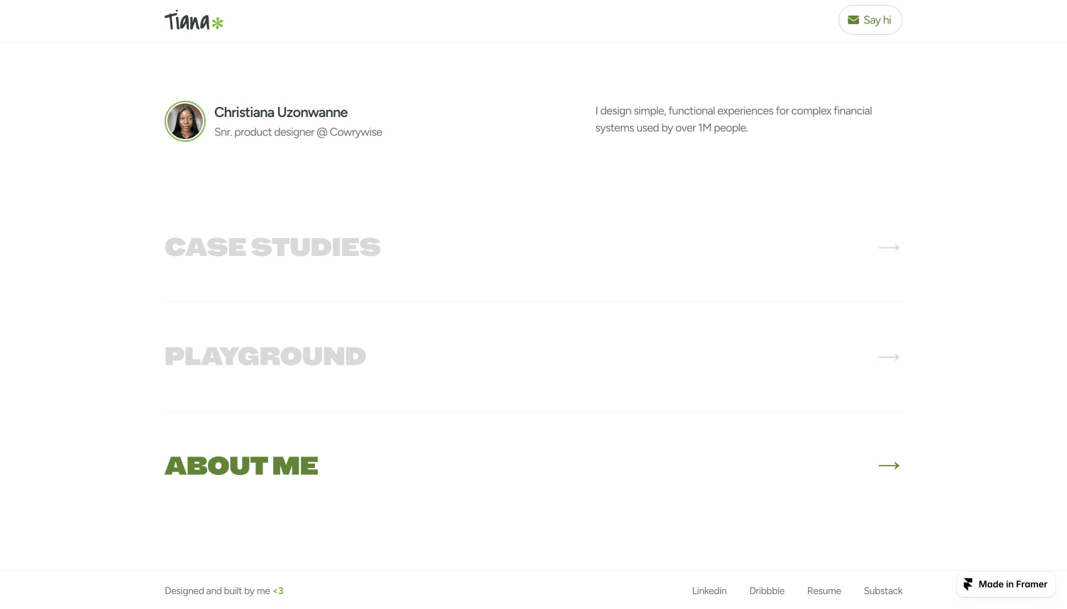 Christiana Uzonwanne - Senior product designer captured website design