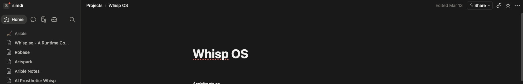 Whisp OS | Notion captured website design