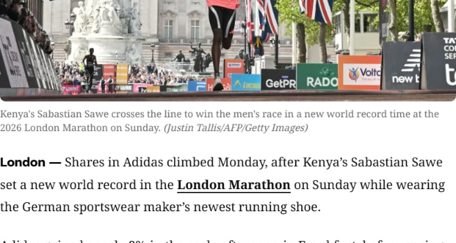 Adidas share price boosted by new world record in London Marathon | CNN Business captured website design