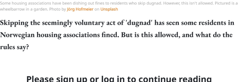 Can you really be fined for skipping 'dugnad' in Norway? captured website design