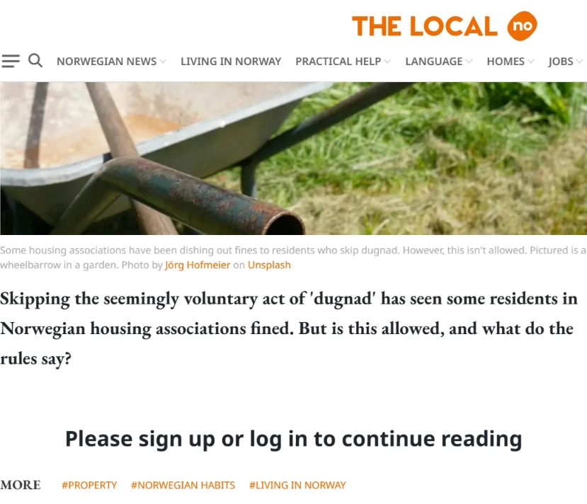 Can you really be fined for skipping 'dugnad' in Norway? captured website design