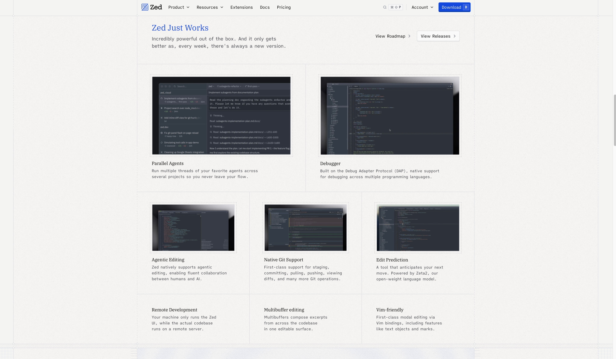 Zed — Your last next editor captured website design