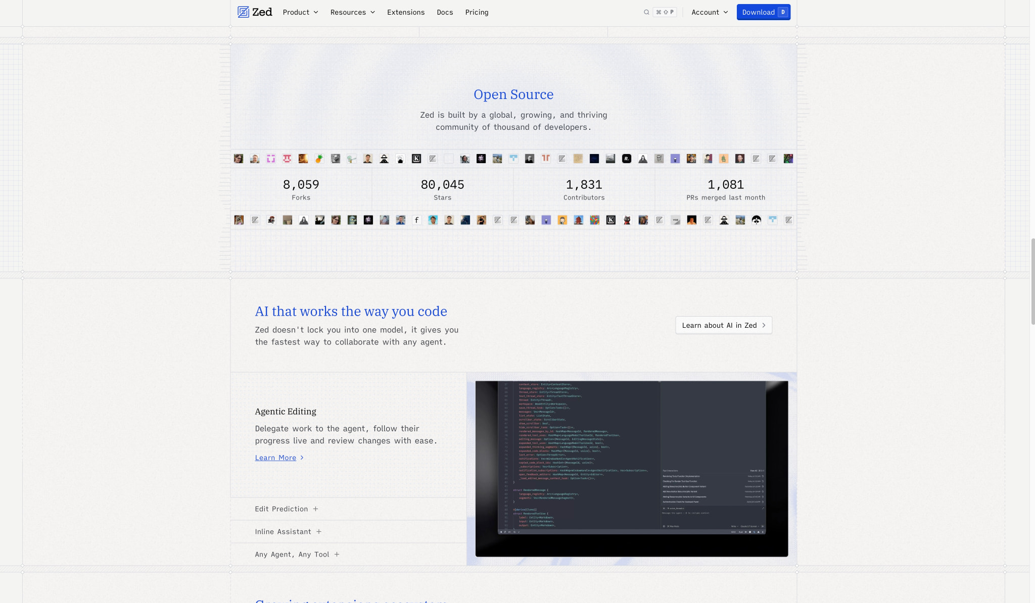 Zed — Your last next editor captured website design