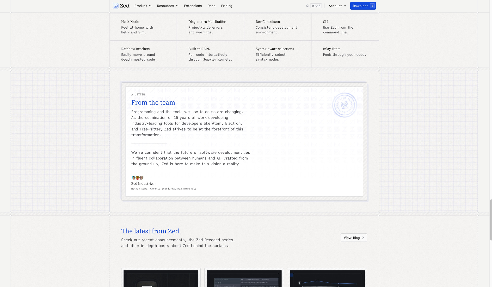 Zed — Your last next editor captured website design
