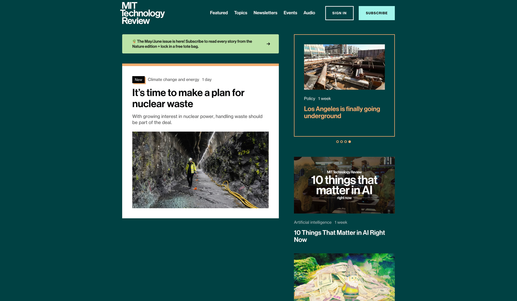 MIT Technology Review captured website design