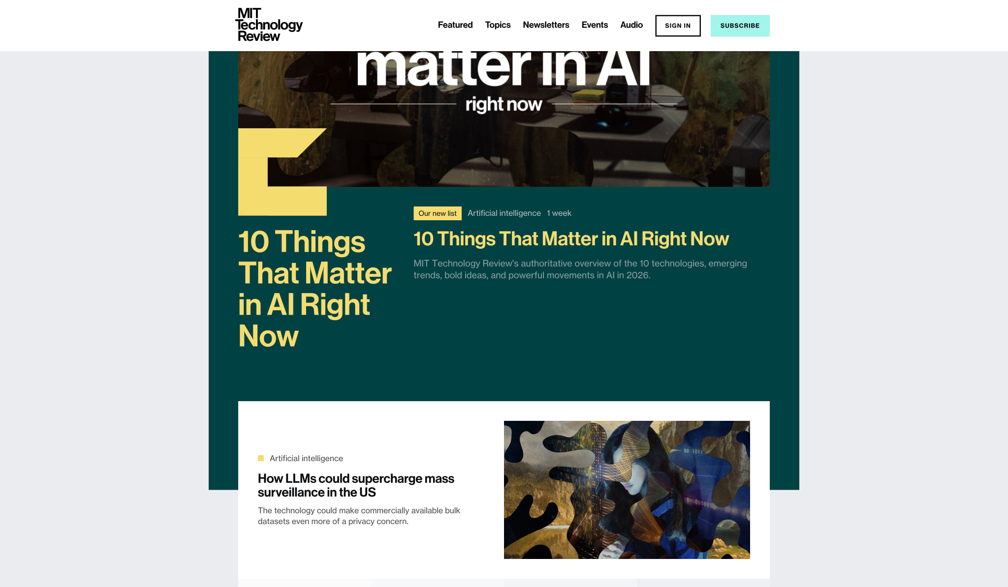 MIT Technology Review captured website design