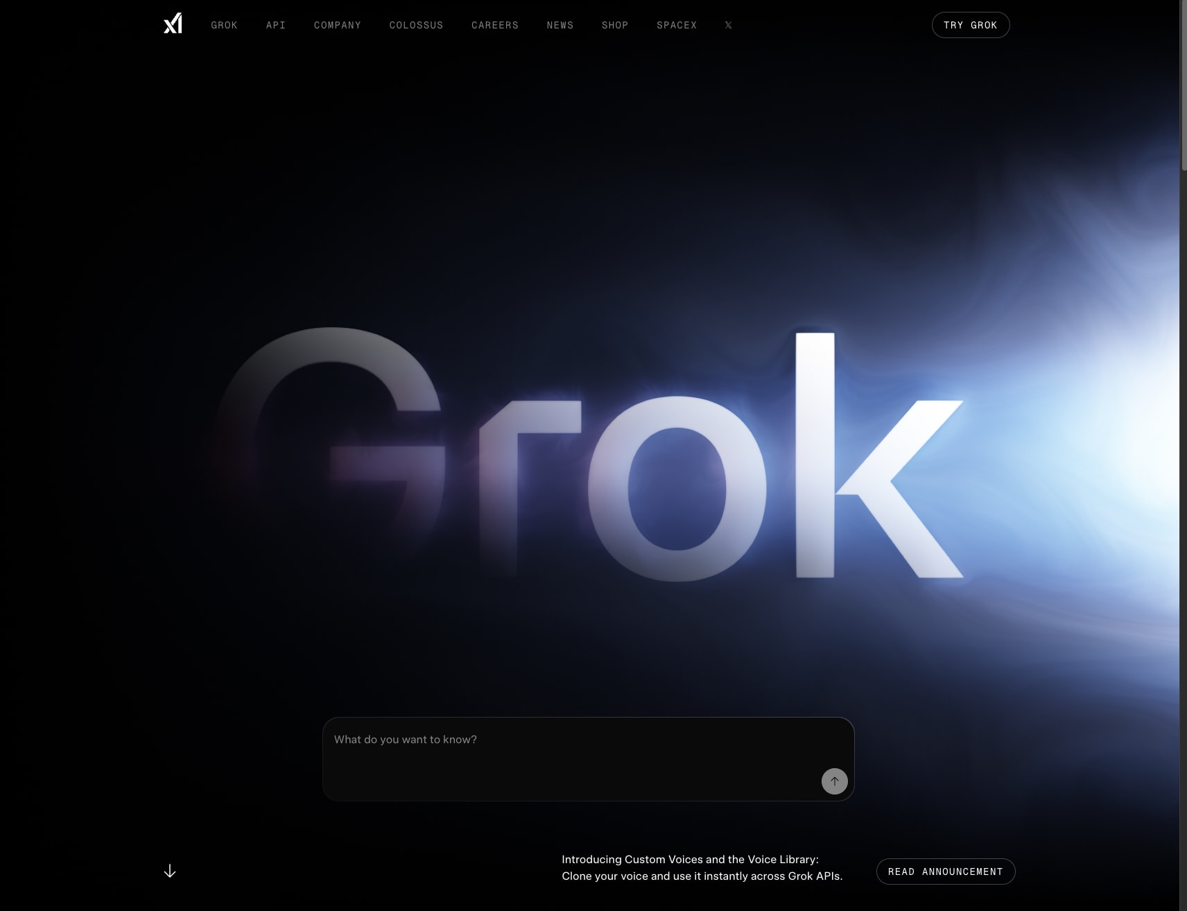 xAI: Understand the Universe captured website design
