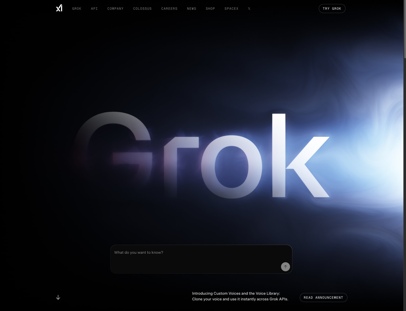 xAI: Understand the Universe captured website design