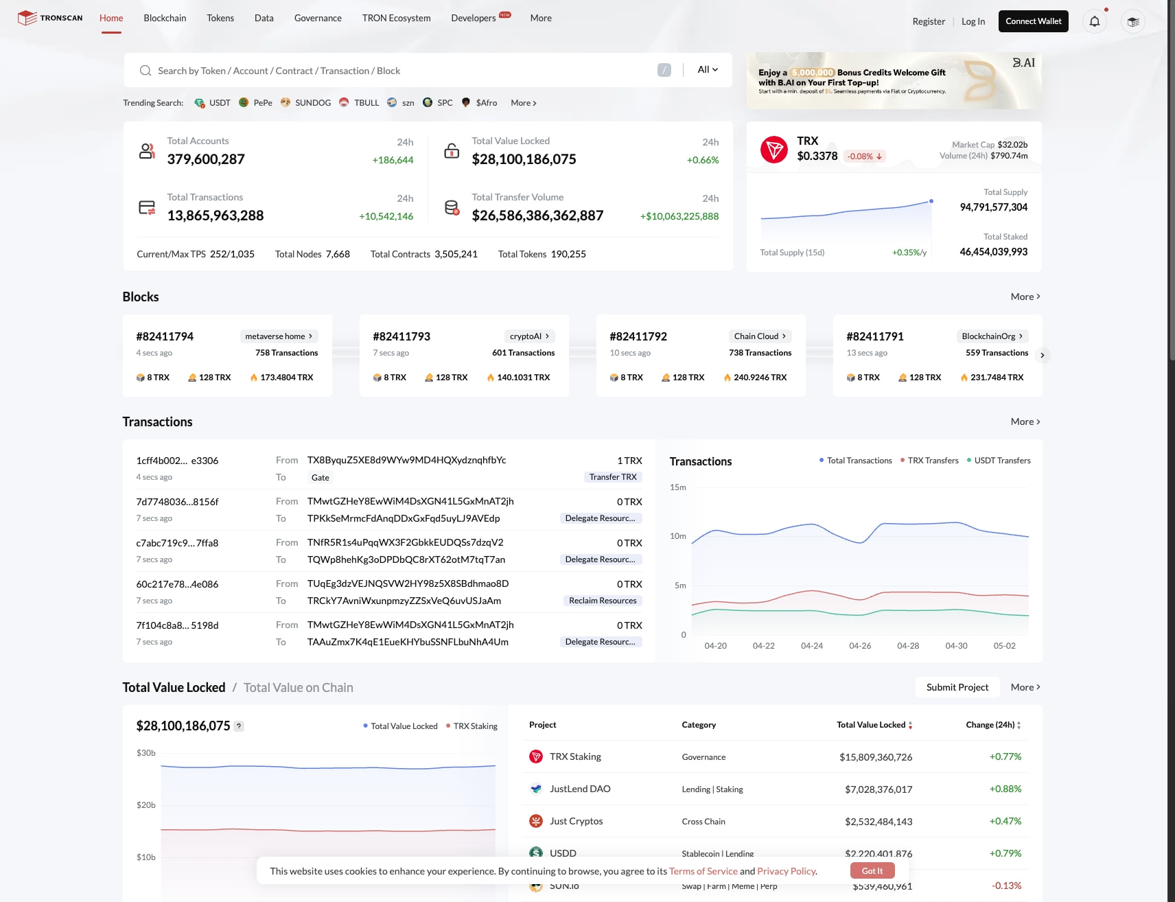 TRONSCAN | TRON BlockChain Explorer | 波场区块链浏览器 captured website design