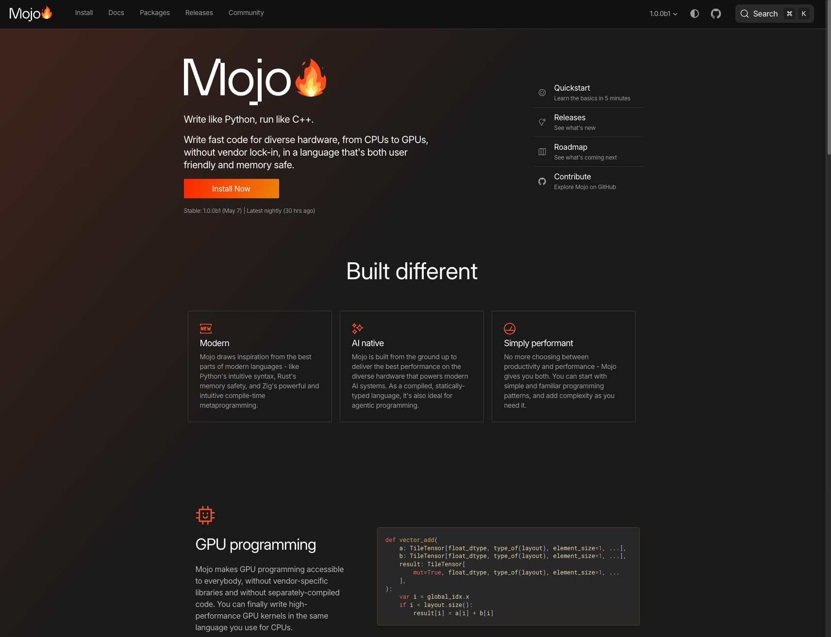 Mojo captured website design